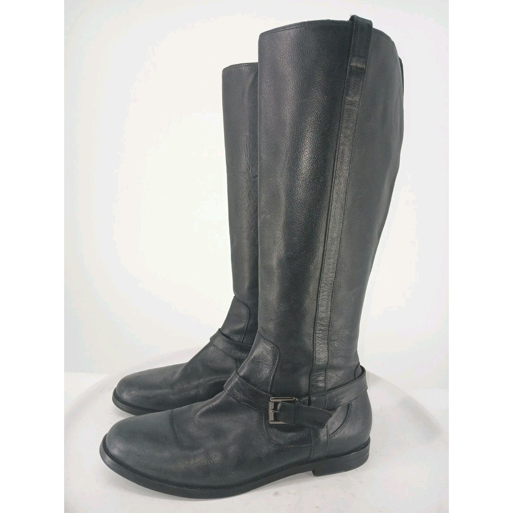 Cole Haan Womens Tall Black Leather Riding Boots Size 10B Ankle Buckle C134